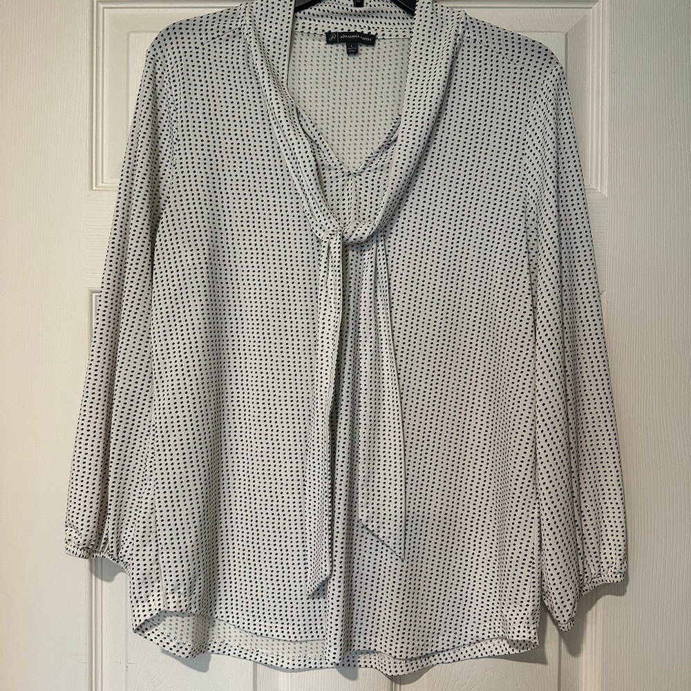 Adrianna Papell Black and White Patterned Blouse